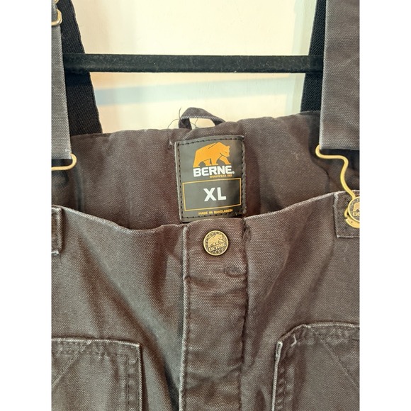 Berne Insulated Workwear Bib Overalls Womens XL Black Canvas Quilted Lined - Picture 4 of 8